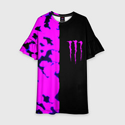 Платье клеш для девочки Monster energy neon camo, цвет: 3D-принт
