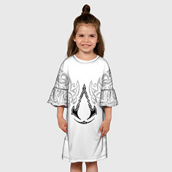 Платье клеш для девочки Ассасин Крид - узор ворон, цвет: 3D-принт — фото 2