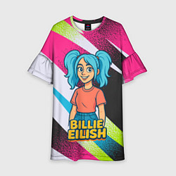 Платье клеш для девочки Билли Айлиш в стиле мультфильма, цвет: 3D-принт