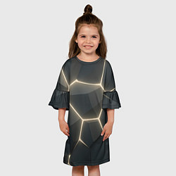 Платье клеш для девочки Объемные серые плиты, цвет: 3D-принт — фото 2