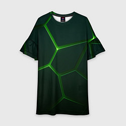 Платье клеш для девочки Зеленые нано плиты, цвет: 3D-принт