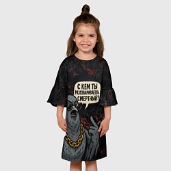 Платье клеш для девочки Голубь - с кем ты разговариваешь смертный, цвет: 3D-принт — фото 2