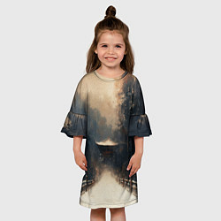 Платье клеш для девочки Дорога к Японскому храму, цвет: 3D-принт — фото 2