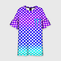 Платье клеш для девочки Monster шахматная клетка градиент, цвет: 3D-принт