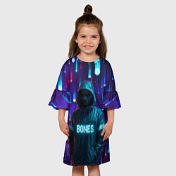 Платье клеш для девочки Bones в стиле киберпанк, цвет: 3D-принт — фото 2