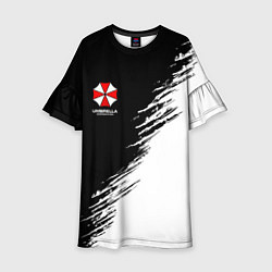 Платье клеш для девочки Umbrella Corp - black and white, цвет: 3D-принт