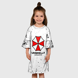 Платье клеш для девочки Umbrella - white dirt, цвет: 3D-принт — фото 2
