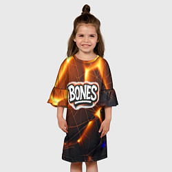 Платье клеш для девочки Bones лого в уличном стиле, цвет: 3D-принт — фото 2