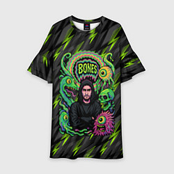 Платье клеш для девочки Bones психоделический стиль, цвет: 3D-принт