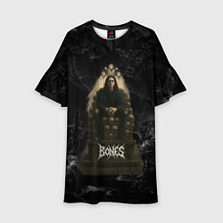 Платье клеш для девочки Bones сидит на троне из черепов, цвет: 3D-принт