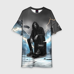 Платье клеш для девочки Bones на фоне молний, цвет: 3D-принт