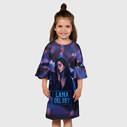Платье клеш для девочки Lana Del Rey и неоновая вывеска, цвет: 3D-принт — фото 2