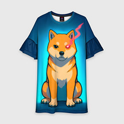 Платье клеш для девочки Сиба-ину с неоновым взглядом, цвет: 3D-принт