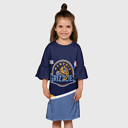 Платье клеш для девочки Мемфис Гриззлис - линии, цвет: 3D-принт — фото 2