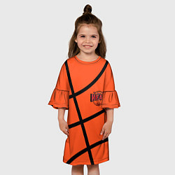 Платье клеш для девочки Майами Хит - баскетболная разметка, цвет: 3D-принт — фото 2