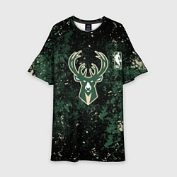 Платье клеш для девочки Милуоки Бакс - баскетбол, цвет: 3D-принт