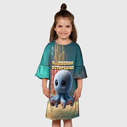 Платье клеш для девочки Blueberini Octopusini мем, цвет: 3D-принт — фото 2