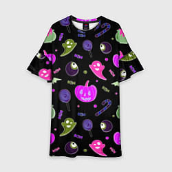 Детское платье Halloween pink black pumpkin
