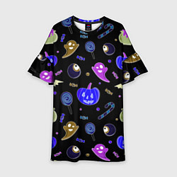 Детское платье Halloween blue black pumpkin