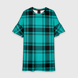 Платье клеш для девочки Checkered blue, цвет: 3D-принт