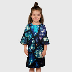 Платье клеш для девочки Текстура драгоценных камней, цвет: 3D-принт — фото 2
