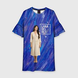 Платье клеш для девочки Lana Del Rey в белом классическом платье на синем, цвет: 3D-принт