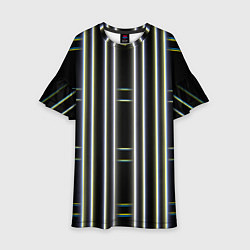 Платье клеш для девочки Neon yellow blue white, цвет: 3D-принт