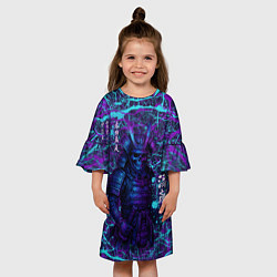 Платье клеш для девочки Призрак самурая - неновый арт, цвет: 3D-принт — фото 2