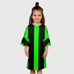 Платье клеш для девочки Color green black lines, цвет: 3D-принт — фото 2