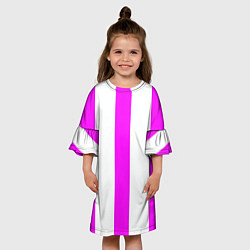 Платье клеш для девочки Color white pink lines, цвет: 3D-принт — фото 2