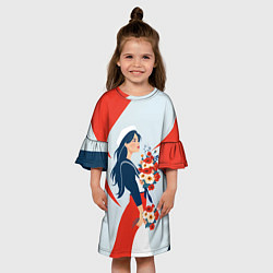 Платье клеш для девочки Морячка встречает своего, цвет: 3D-принт — фото 2