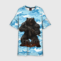 Платье клеш для девочки ВМФ злой медведь с автоматом, цвет: 3D-принт