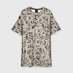 Платье клеш для девочки Иероглифы маори, цвет: 3D-принт