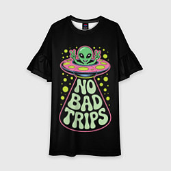 Платье клеш для девочки Пришелец в летающей тарелке НЛО, цвет: 3D-принт