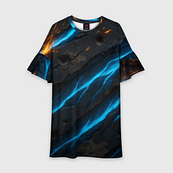 Детское платье Камуфляж с неоновыми синими вставками