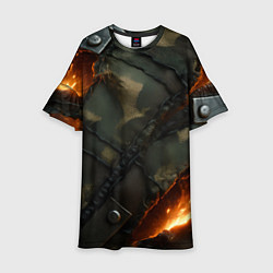 Детское платье Разорванный камуфляж с огнем