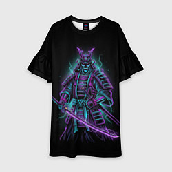 Платье клеш для девочки Неоновый электросамурай, цвет: 3D-принт