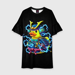 Платье клеш для девочки Электрическая уточка самурай, цвет: 3D-принт