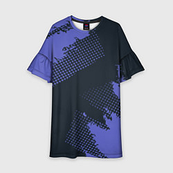 Платье клеш для девочки Абстрактная текстура в синем, цвет: 3D-принт