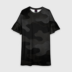 Детское платье Черно-серая текстура камуфляжа