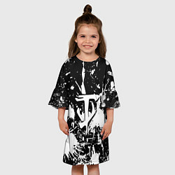 Платье клеш для девочки Doom белые краски, цвет: 3D-принт — фото 2