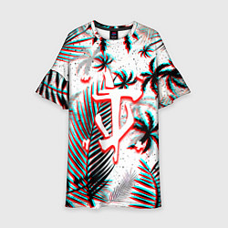 Платье клеш для девочки Doom тропики глитч, цвет: 3D-принт
