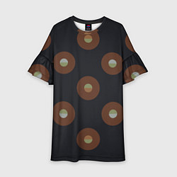 Платье клеш для девочки Black coffee moon drops pattern, цвет: 3D-принт
