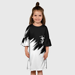 Платье клеш для девочки Doom краски черно белый, цвет: 3D-принт — фото 2