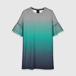 Платье клеш для девочки Градиент серо-зеленый, цвет: 3D-принт