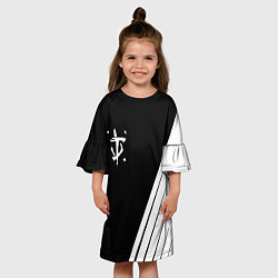 Платье клеш для девочки Doom white geometry, цвет: 3D-принт — фото 2