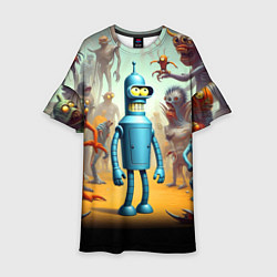 Платье клеш для девочки Bender bending robot among the Monsters - ai art f, цвет: 3D-принт