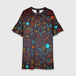Платье клеш для девочки Different shapes of geometry, цвет: 3D-принт