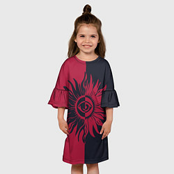 Платье клеш для девочки Солнце красно-синее, цвет: 3D-принт — фото 2