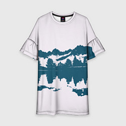 Платье клеш для девочки Лес и озеро, цвет: 3D-принт